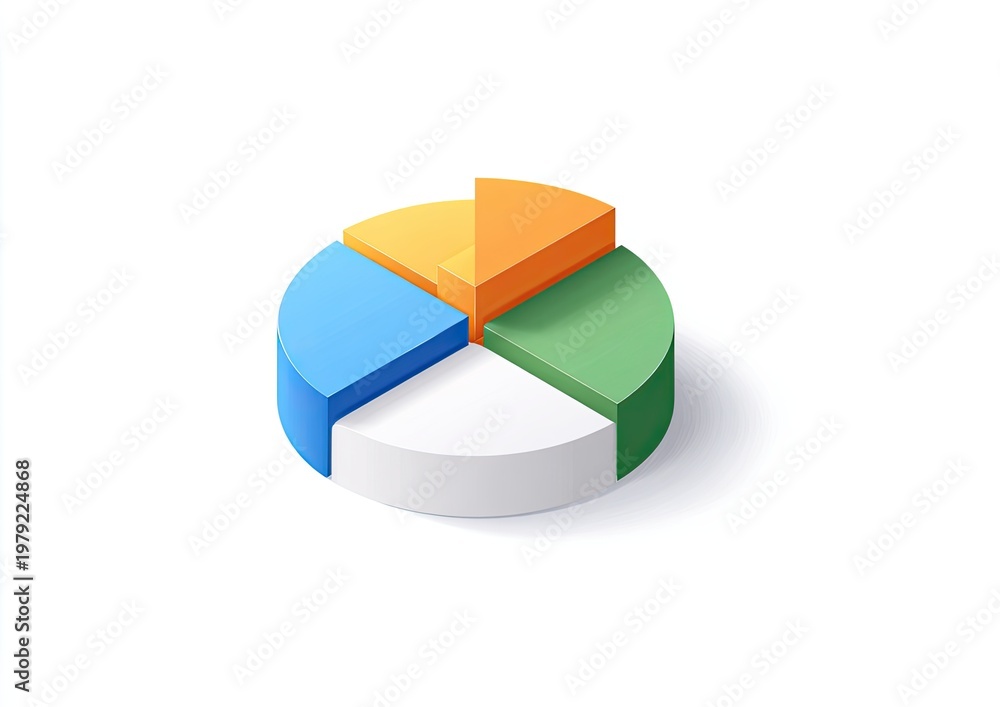 Obraz premium Isometric 3D pie chart with four colored segments on a white background