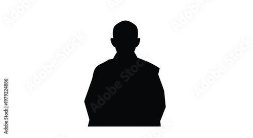 Silhouette of a person against a stark white background facing forward