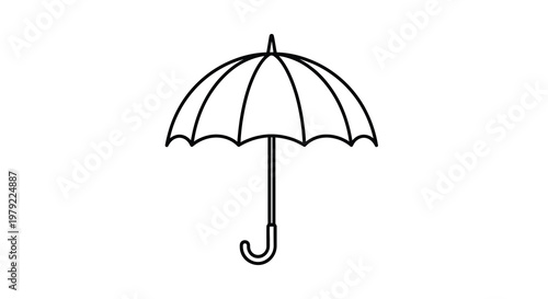 A simple black and white line drawing of a closed umbrella