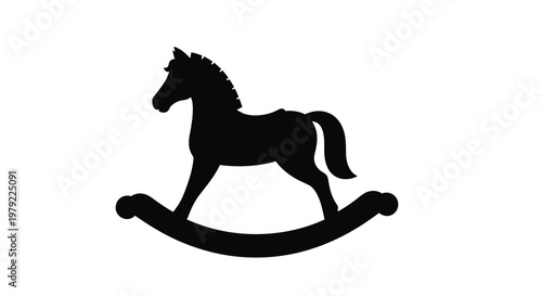 A dark silhouette of a rocking horse a classic childhood toy silhouette