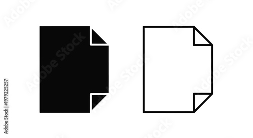 Two simple document icons one filled and one outlined side by side