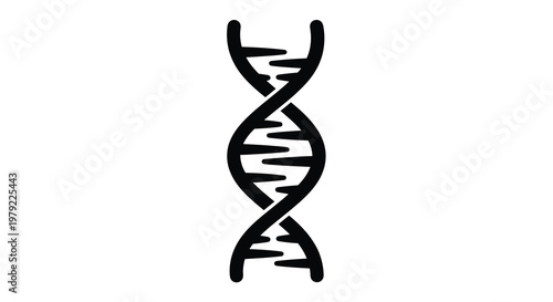 Simple black and white illustration of a double helix dna structure