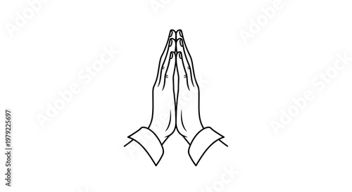 Simple line drawing of praying hands in a peaceful devotional pose