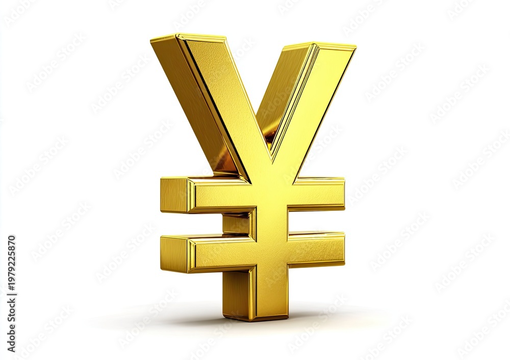 Fototapeta premium Gleaming golden currency symbol, rendered in 3D, against a white backdrop