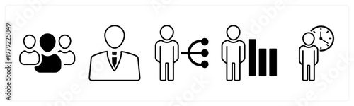 A set of 5 mix icons as team, businessman, work responsibility