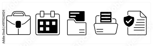 A set of 5 mix icons as briefcase, schedule, folder