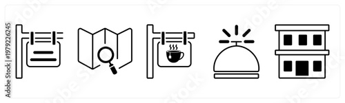A set of 5 mix icons as direction, navigation, direction