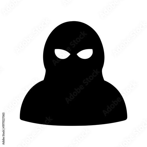 Black ski mask, balaclava, headgear, silhouette, vector icon