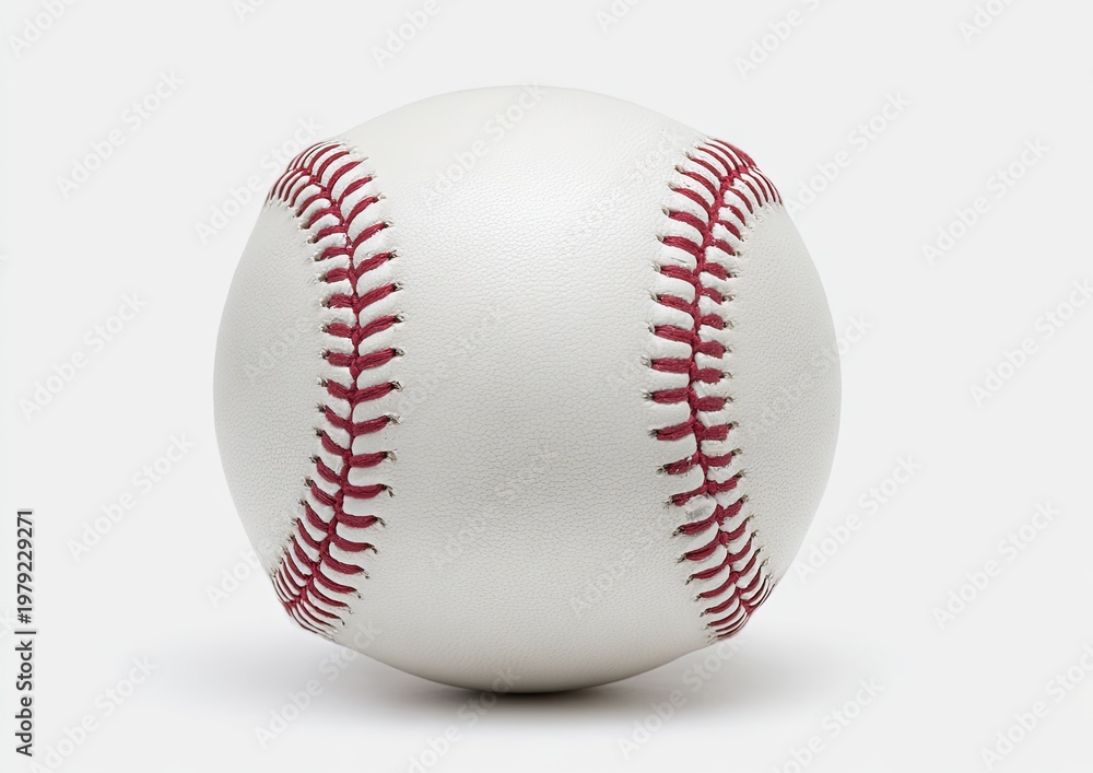 Obraz premium A single, white baseball with red stitching, centered against a plain background
