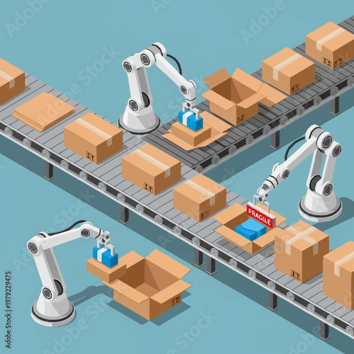 Robotic arms working on a production line.