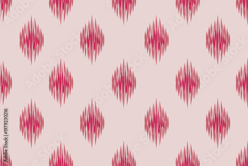 A high-quality seamless vector/pattern featuring a modern interpretation of traditional Ikat (Mudmee) textile art. The design showcases distinct "blurry" or "feathered" 