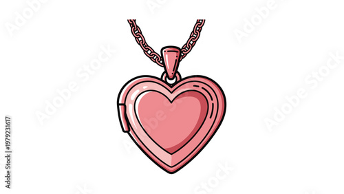 Beautiful pink heart shaped locket necklace on a delicate chain representing love, romance, and sentimental jewelry.