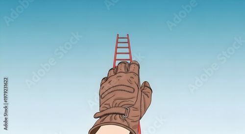 Illustration of Hand Pointing to Ladder, Business Opportunity and Achievement Concept