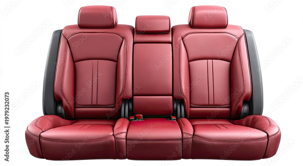 Obraz premium Luxurious red leather car seats with stitching and headrests