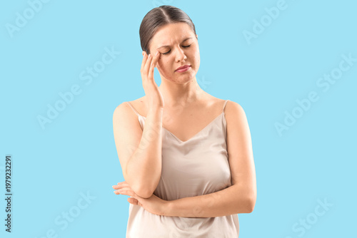 Upset teenage girl with acn...