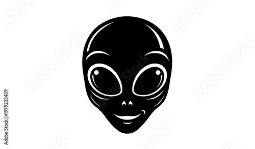 Set of funny alien face silhouettes vector illustration in minimalist black flat style