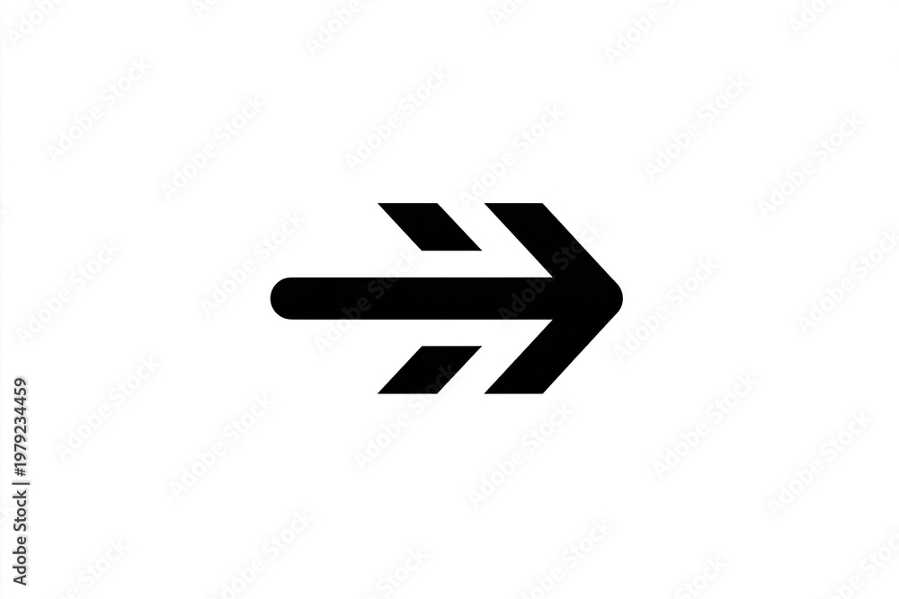 Obraz premium Bold, black arrow symbol with a dual-line shaft, pointing right