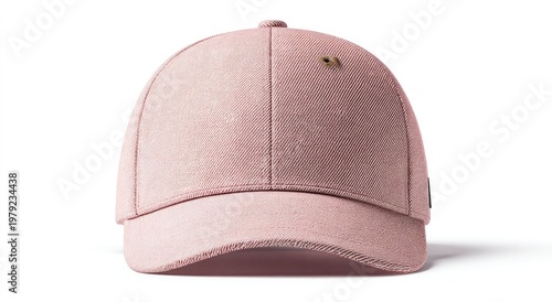 A textured, light pink baseball cap with a subtle detail on the side