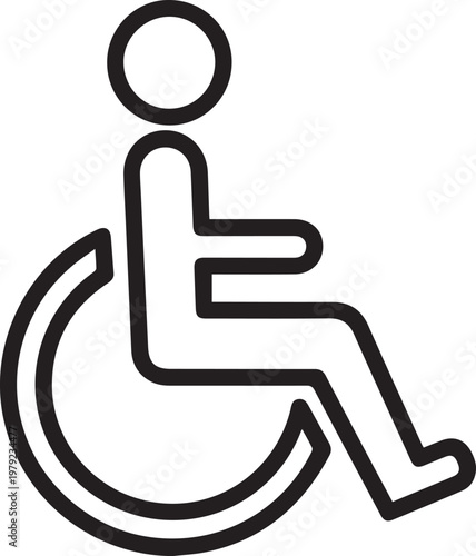 Black Outlined Icon of Wheelchair