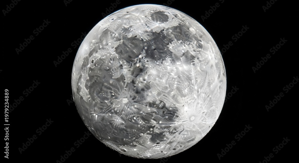 Naklejka premium Close-up view of a full moon with visible craters and surface texture