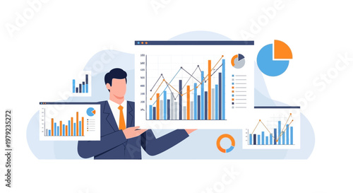 Businessman Analyzing Financial Data Charts.