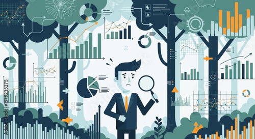 Businessman Analyzing Financial Data Chart.