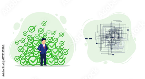 Businessman with Checkmarks Concept.
