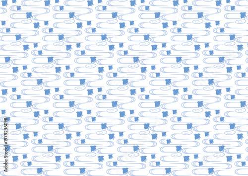 【日本の伝統模様】千鳥・千鳥格子のシームレスパターン（青系） / Chidori & Chidori-goushi (Houndstooth) – Japanese Traditional Seamless Pattern  (Blue Tones)