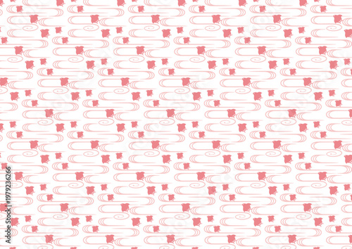 【日本の伝統模様】千鳥・千鳥格子のシームレスパターン（赤系） / Chidori & Chidori-goushi (Houndstooth) – Japanese Traditional Seamless Pattern Set  (Red Tones)