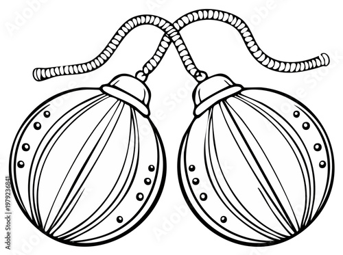 Simple Line Drawing of Kosika musical Instrument Coloring Book Illustration