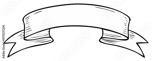 Hand-drawn banner ribbon with empty space for text decoration and design elements