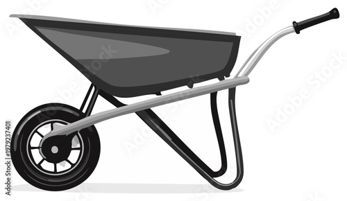 Wheelbarrow Illustration: Single Wheel, Garden Tool for Transporting Materials