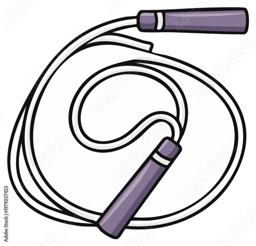 Cartoon jump rope with purple handles for exercise and fitness