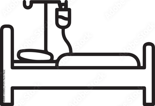 Black Outlined Icon of hospital bed