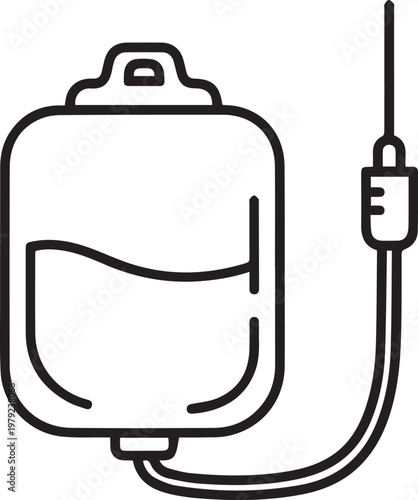 Black Outlined Icon of IV Drip