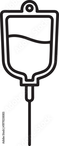 Black Outlined Icon of IV Drip