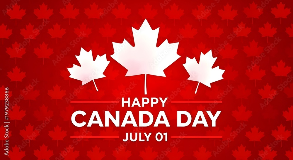 Fototapeta premium Happy canada day festive red and white maple leaf background for canada's national holiday
