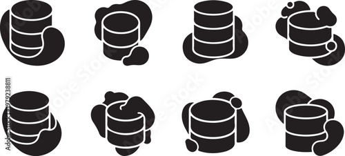 Black and white coffee cup icon set