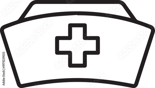 Black Outlined Icon of Nurse Cap