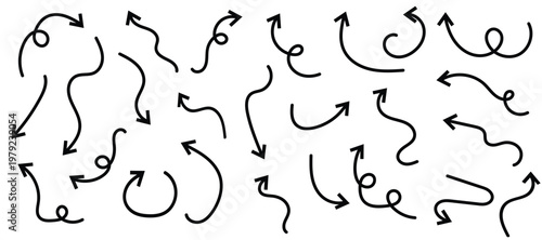 hand drawn doodle arrows for corporate presentation flow and digital marketing workflow mapping