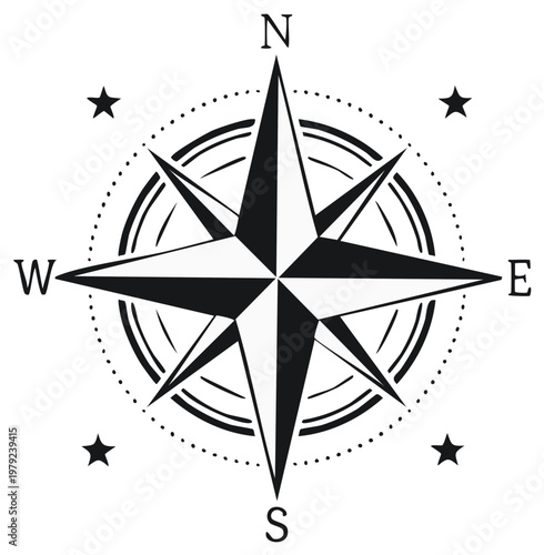 Detailed Compass Rose Symbol Illustrating Navigation and Directional Guidance