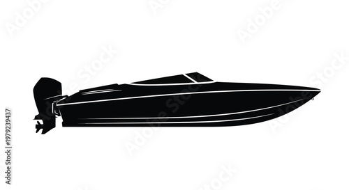Sleek powerboat design presented in a striking black silhouette