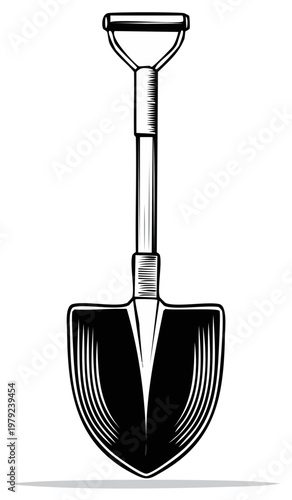 Vintage Shovel Illustration Drawing Isolated On White Background