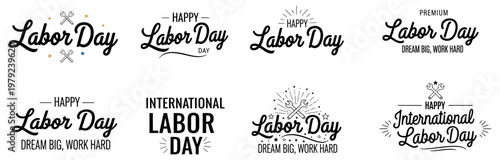 Labor day hand lettered typography collection for festive celebrations