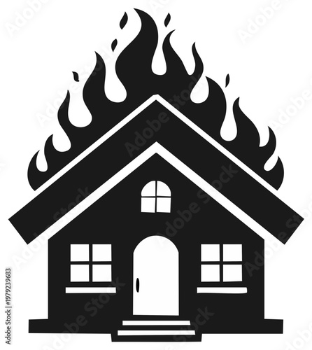 House on Fire Vector Illustration