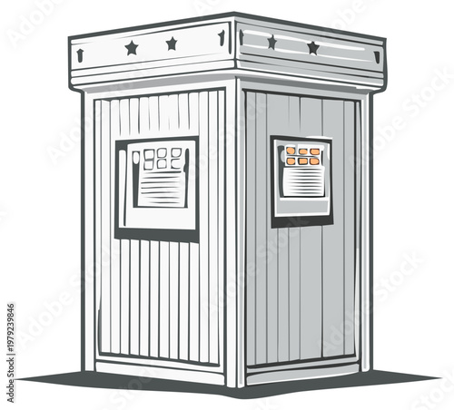 Voting Booth Illustration with Star Decoration and Posted Information