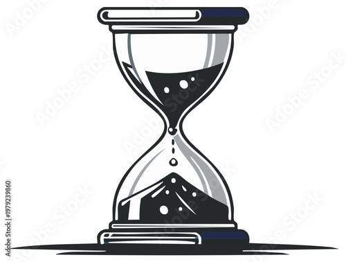 Stylized Hourglass Vector Illustration Depicting the Passage of Time with Sand Flowing Smoothly Inside