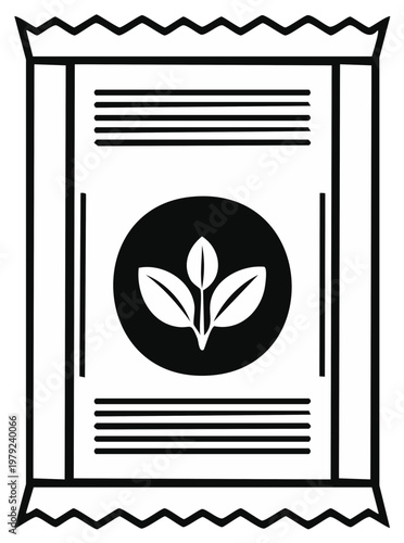 Clean illustration of a seed packet with a sprouting plant icon ready for gardening and agriculture concepts