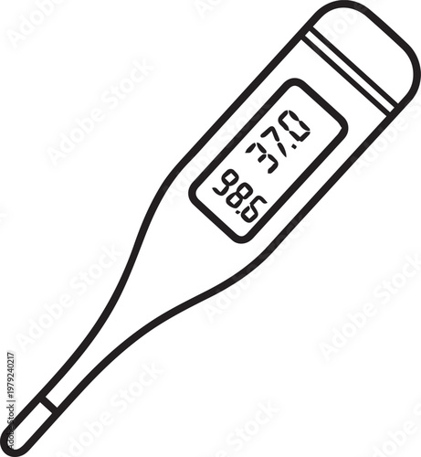 Black Outlined Icon of Thermometer
