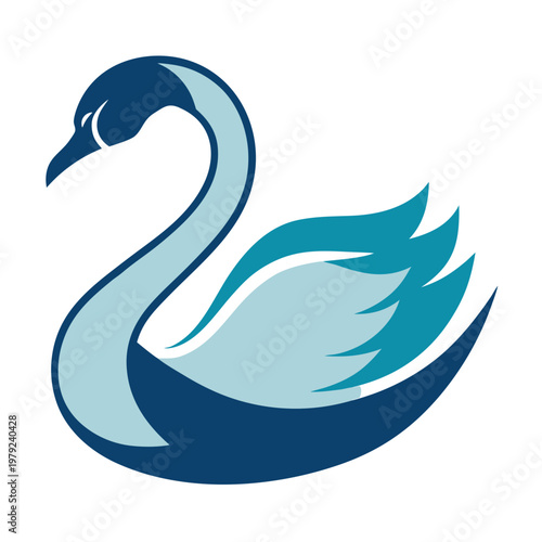 Swan logo, blue swan icon, gradient swan vector, aquatic bird symbol